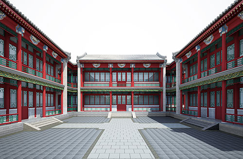 自贡北京四合院设计古建筑鸟瞰图展示