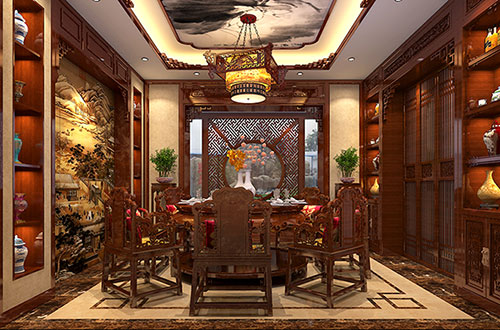自贡温馨雅致的古典中式家庭装修设计效果图