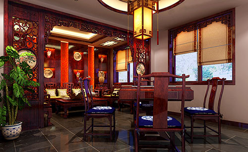 自贡古典中式风格茶楼包间设计装修效果图